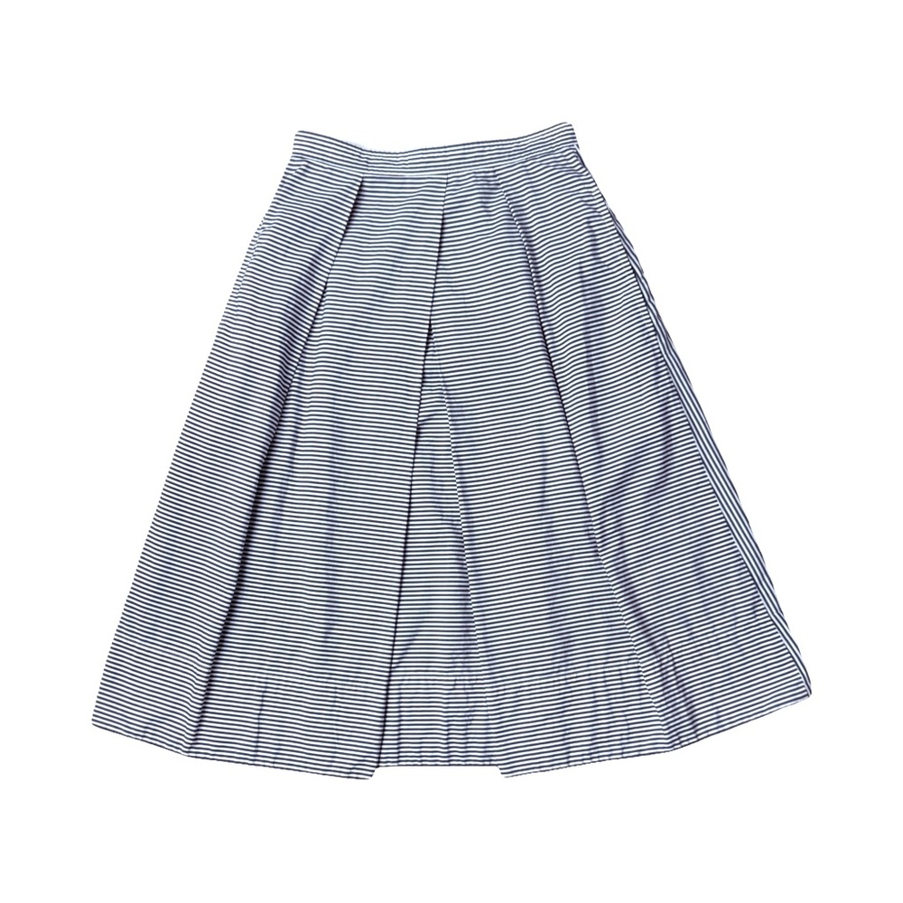 Tibi Pleated Striped Cotton-poplin A-Line Midi Skirt Preppy Quiet Luxury Sporty